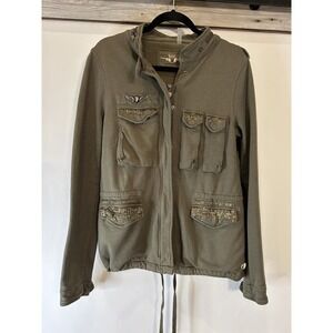 Y2K Twisted Heart Ladies  Military Jacket Fleece Full Zip & Snaps Size Large